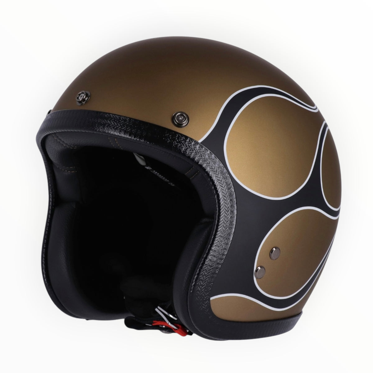 13 1/2（サーティーアンドアハーフ）”Skull bucket"  ジェットヘルメット  flames matte gold 【装飾品】