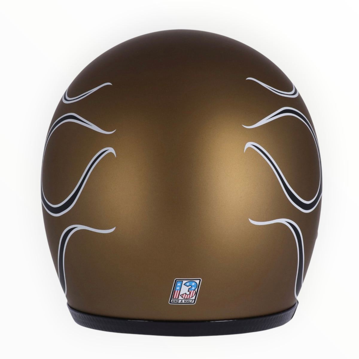13 1/2（サーティーアンドアハーフ）”Skull bucket"  ジェットヘルメット  flames matte gold 【装飾品】