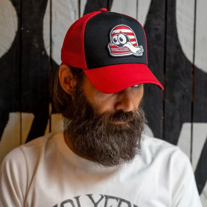 HOLYFREEDOM （ホーリーフリーダム）メッシュキャップ "HELMET CAP" ブラック/レッド
