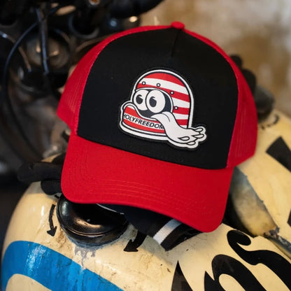 HOLYFREEDOM （ホーリーフリーダム）メッシュキャップ "HELMET CAP" ブラック/レッド