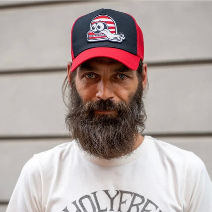 HOLYFREEDOM （ホーリーフリーダム）メッシュキャップ "HELMET CAP" ブラック/レッド