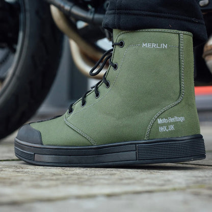 MERLIN マーリン ライディングシューズ "Knots Canvas D3O Boot" 【オリーブ】