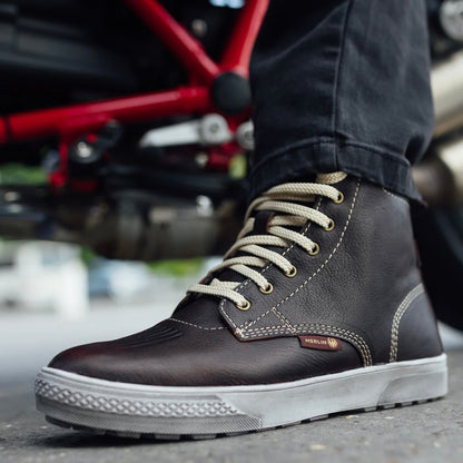 マーリン レザーライディングスニーカー 【ブラウン】 ”Stretton D3O Heritage Trainer"