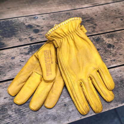 13 1/2 （サーティー アンド ア ハーフ）レザーグローブ "Loud Ride gloves" 【イエロー】