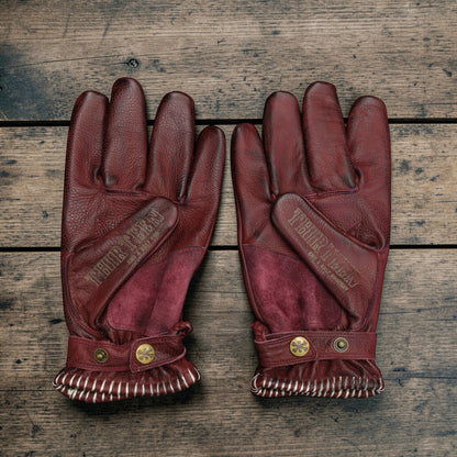 13 1/2 （サーティー アンド ア ハーフ）レザーグローブ "Loud Ride gloves" 【バーガンディー】
