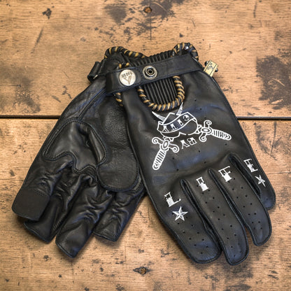 By City バイシティ レザーグローブ "Second Skin Tattoo Gloves" 【ブラック】