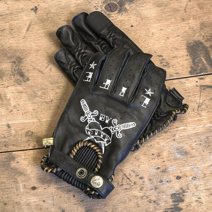 By City バイシティ レザーグローブ "Second Skin Tattoo Gloves" 【ブラック】