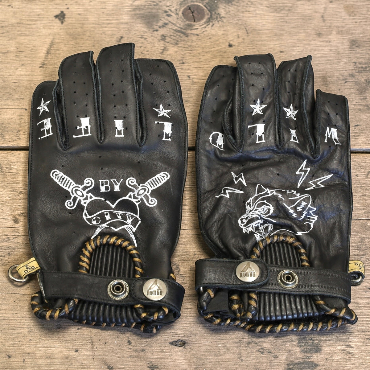 By City バイシティ レザーグローブ "Second Skin Tattoo Gloves" 【ブラック】