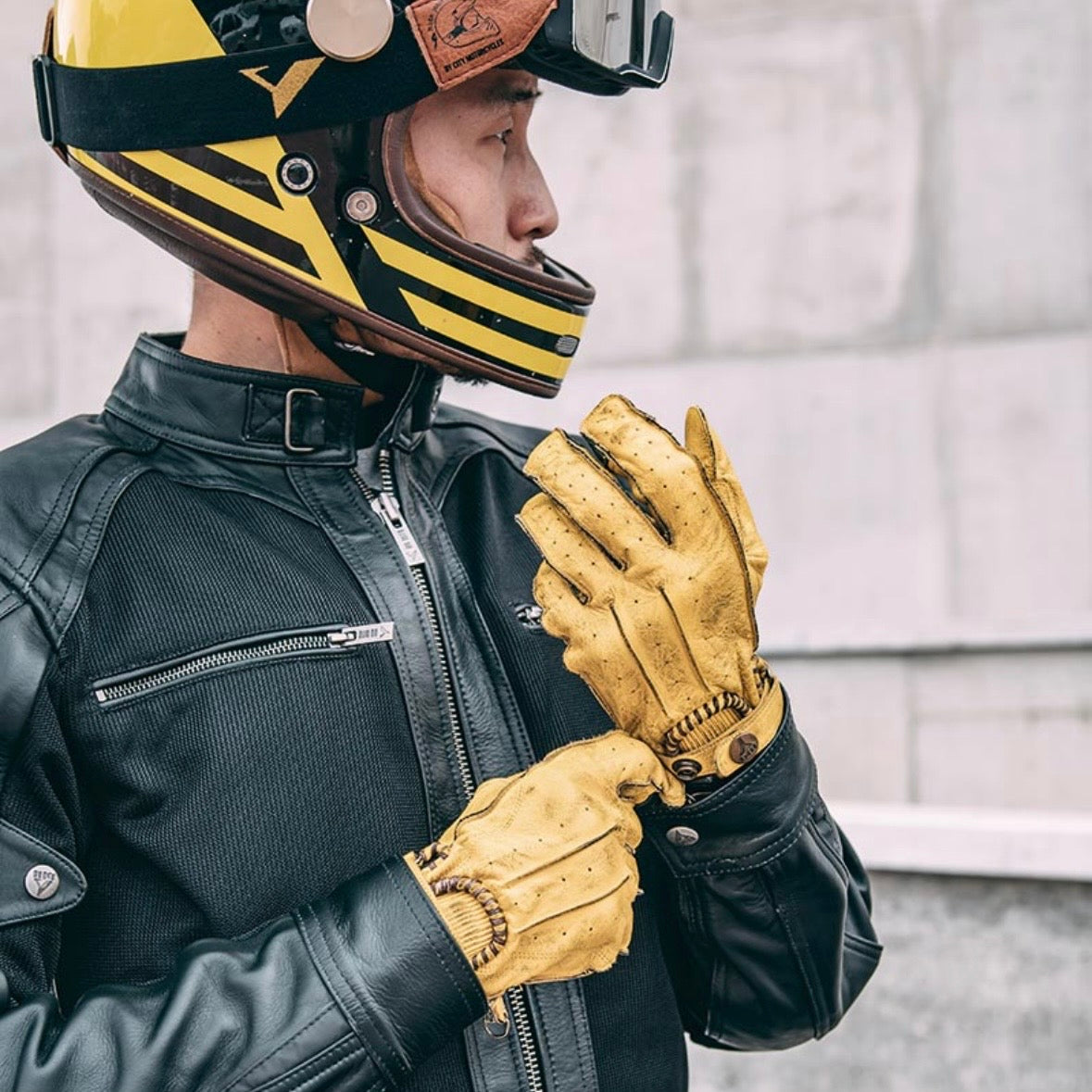 By City バイシティ レザーグローブ "Second Skin Gloves" 【イエロー】