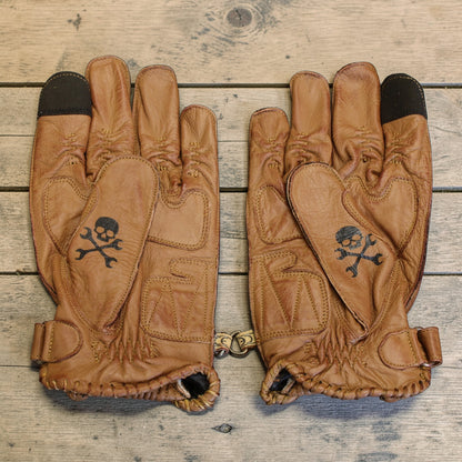 By City バイシティ レザーグローブ "Second Skin Tattoo Gloves" 【ブラウン】