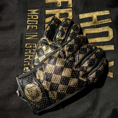 HOLYFREEDOM ホーリーフリーダム パンチングレザーグローブ "BULLIT LINGOTTO GLOVES" 【ゴールド】