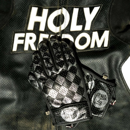HOLYFREEDOM ホーリーフリーダム パンチングレザーグローブ "BULLIT TOTEM GLOVES" 【シルバー】