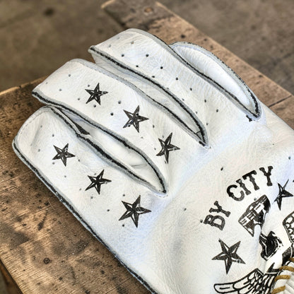 By City バイシティ レザーグローブ "Second Skin Tattoo Gloves" 【ホワイト】