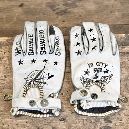 By City バイシティ レザーグローブ "Second Skin Tattoo Gloves" 【ホワイト】