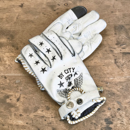 By City バイシティ レザーグローブ "Second Skin Tattoo Gloves" 【ホワイト】