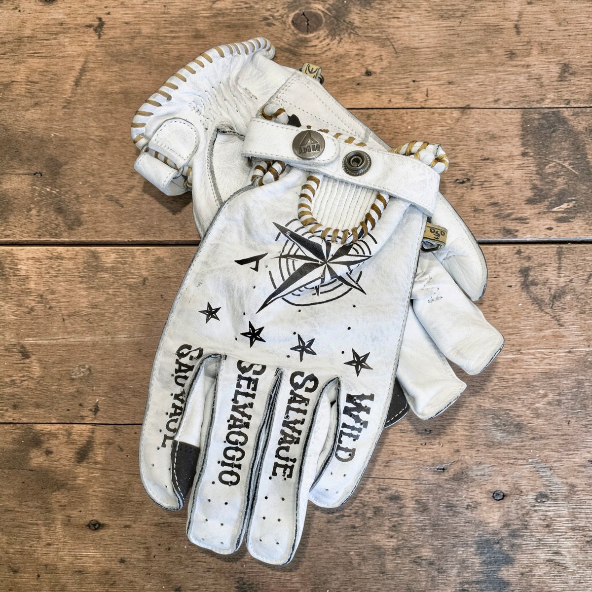 By City バイシティ レザーグローブ "Second Skin Tattoo Gloves" 【ホワイト】