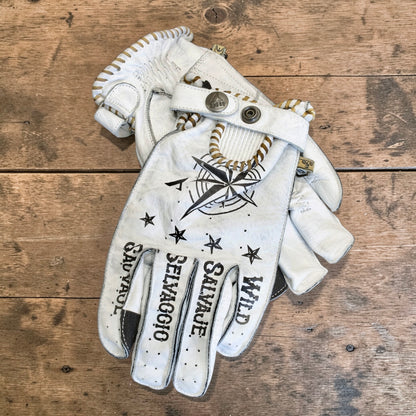 By City バイシティ レザーグローブ "Second Skin Tattoo Gloves" 【ホワイト】