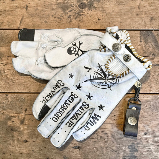 By City バイシティ レザーグローブ "Second Skin Tattoo Gloves" 【ホワイト】
