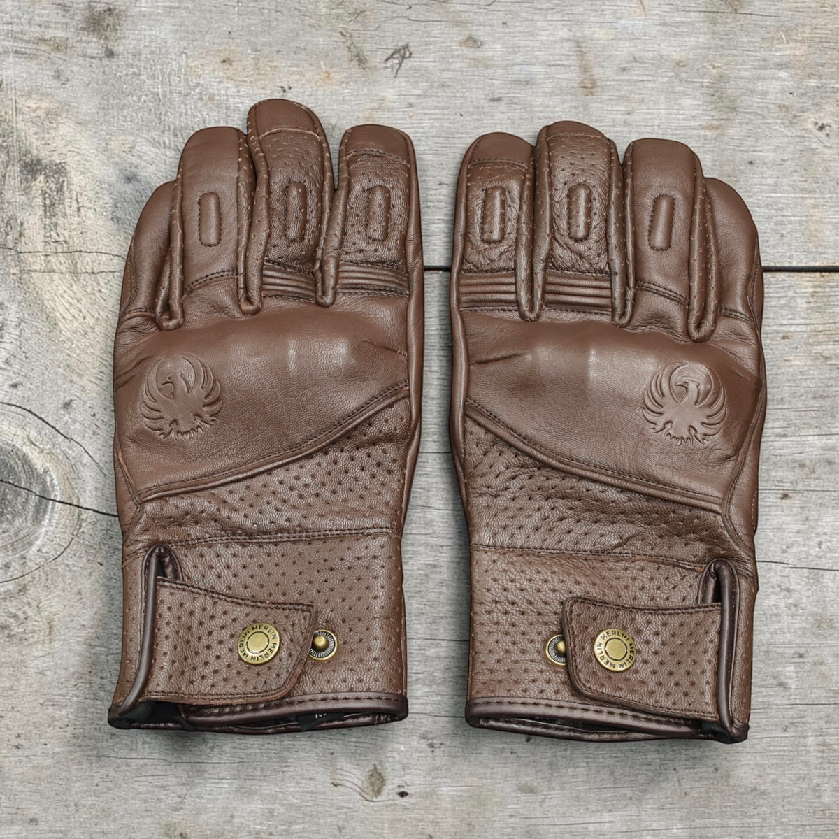 MERLIN マーリン パンチングレザーグローブ ”Legacy Leather D3O Glove” 【ブラウン】