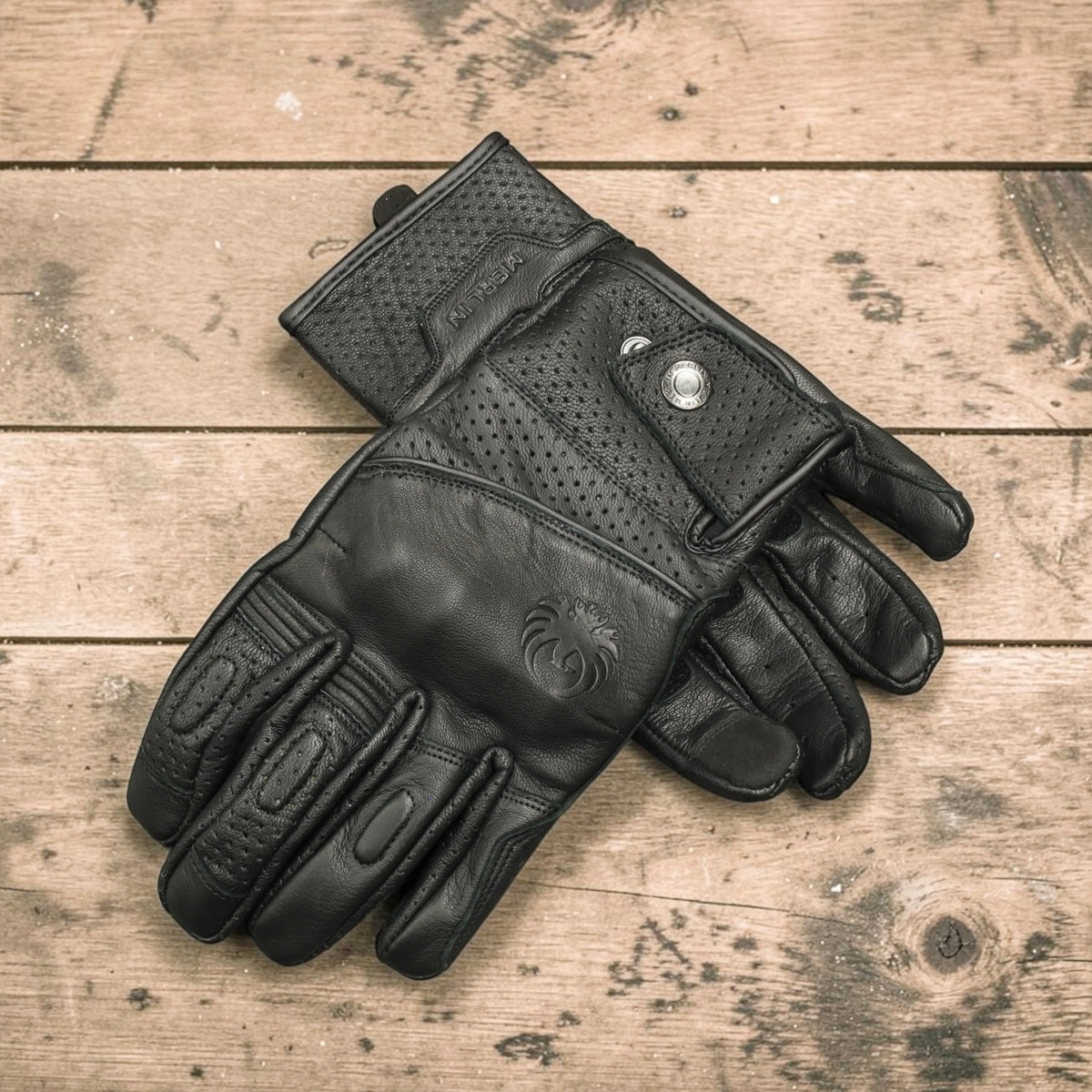 MERLIN マーリン パンチングレザーグローブ ”Legacy Leather D3O Glove” 【ブラック】