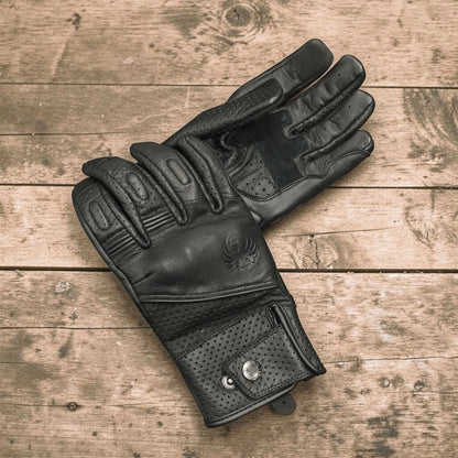 MERLIN マーリン パンチングレザーグローブ ”Legacy Leather D3O Glove” 【ブラック】