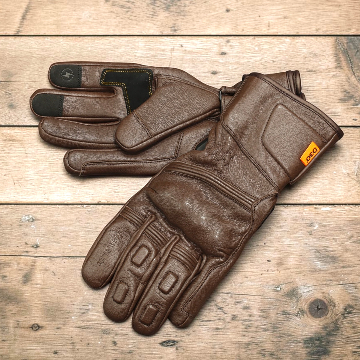 MERLIN （マーリン）防寒最強 防水レザーグローブ "Calton CE2 D3O Waterproof Leather Glove" 【ブラウン】