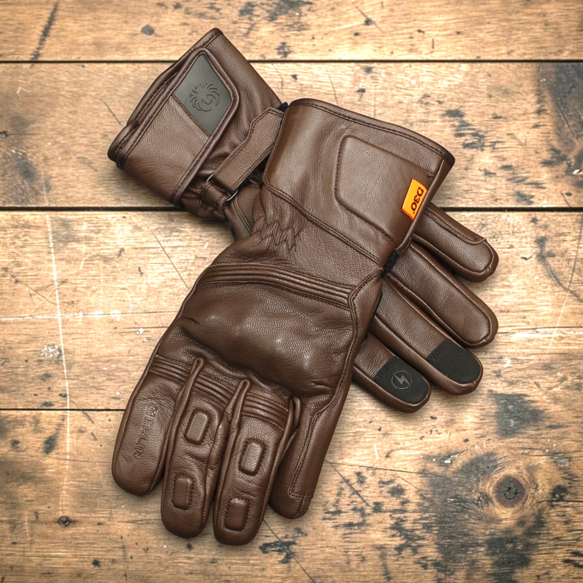 MERLIN （マーリン）防寒最強 防水レザーグローブ "Calton CE2 D3O Waterproof Leather Glove" 【ブラウン】