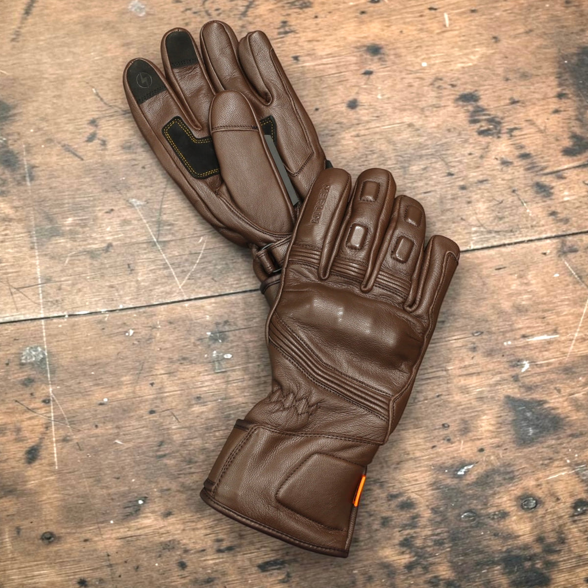 MERLIN （マーリン）防寒最強 防水レザーグローブ "Calton CE2 D3O Waterproof Leather Glove" 【ブラウン】
