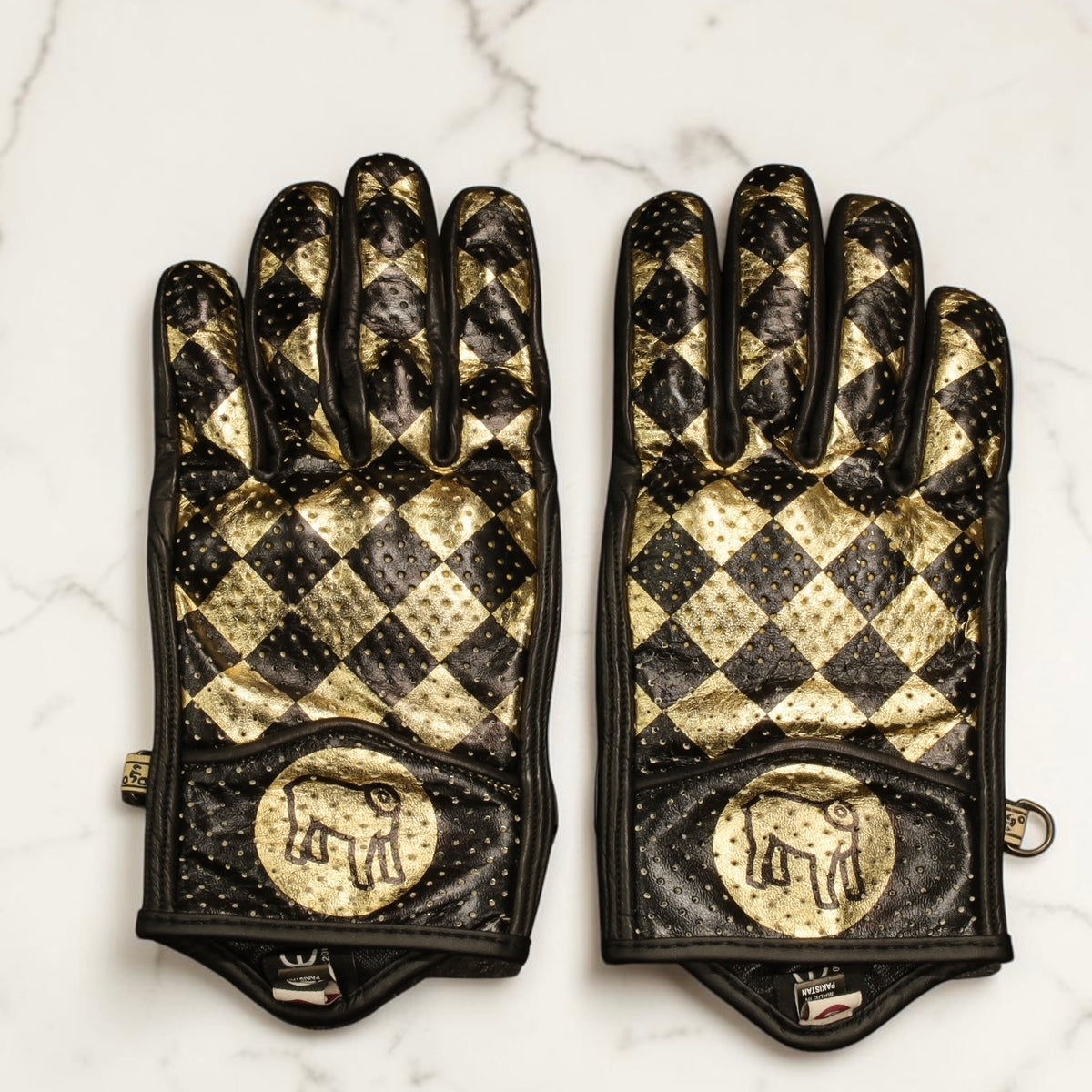 HOLYFREEDOM ホーリーフリーダム パンチングレザーグローブ "BULLIT LINGOTTO GLOVES" 【ゴールド】
