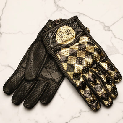 HOLYFREEDOM ホーリーフリーダム パンチングレザーグローブ "BULLIT LINGOTTO GLOVES" 【ゴールド】