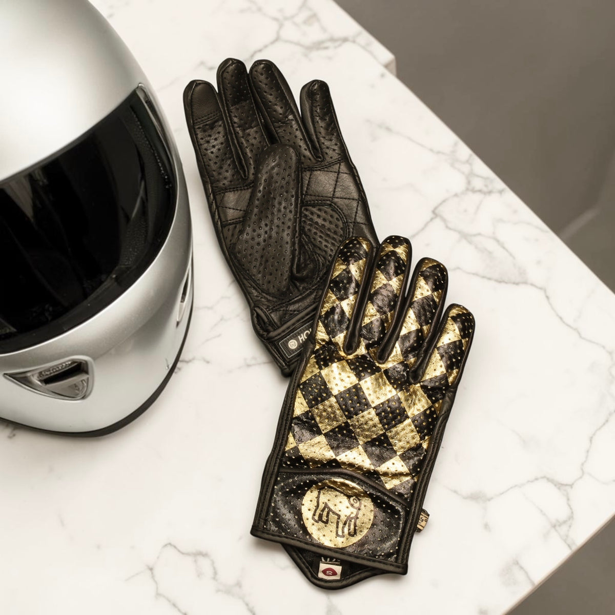 HOLYFREEDOM ホーリーフリーダム パンチングレザーグローブ "BULLIT LINGOTTO GLOVES" 【ゴールド】