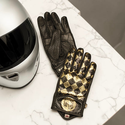 HOLYFREEDOM ホーリーフリーダム パンチングレザーグローブ "BULLIT LINGOTTO GLOVES" 【ゴールド】