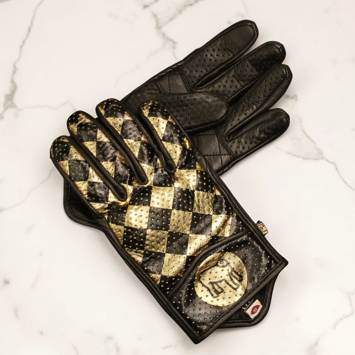 HOLYFREEDOM ホーリーフリーダム パンチングレザーグローブ "BULLIT LINGOTTO GLOVES" 【ゴールド】