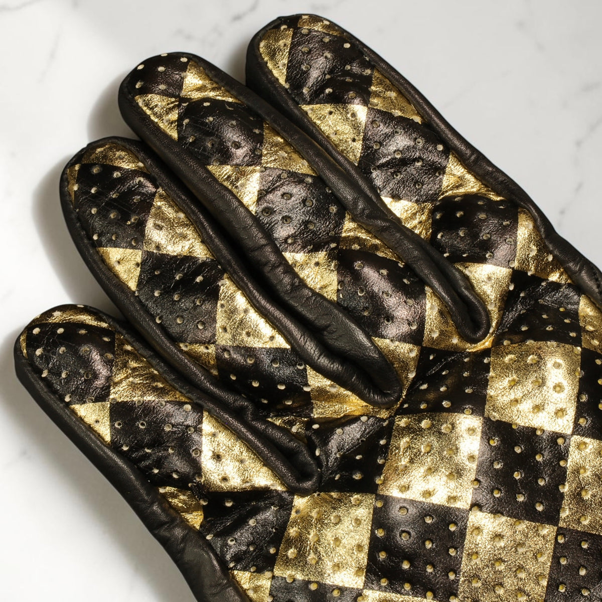 HOLYFREEDOM ホーリーフリーダム パンチングレザーグローブ "BULLIT LINGOTTO GLOVES" 【ゴールド】