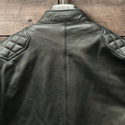 MERLIN マーリン レザージャケット "CHESTER CAFE D3O LEATHER JACKET" 【ブラック】ワックス加工牛革