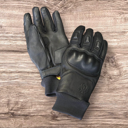 秋冬向け 防水レザーグローブ "Nelson D3O Hydro Glove" 【ブラック】
